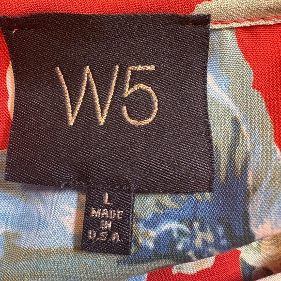 Anthropologie W5 Red Floral Flowy Feminine Boxy 3/4 Sleeve Blouse size Large - Picture 5 of 8